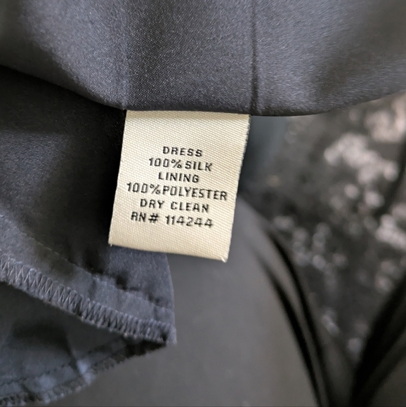 Eliza J NEW  100 % Silk Colorblock Crepe De Chine Navy Dress Belt Sz10 Knee Leng - Picture 12 of 13